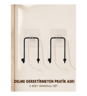 Mey İthalat® 2 Adet Çok Amaçlı Yapışkanlı Askı Ev Mutfak Banyo Düzenleyici