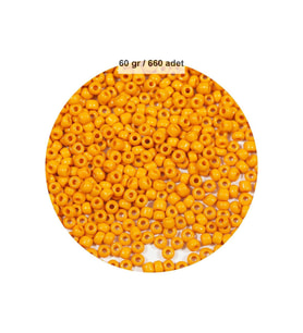 Turuncu Renk 4 mm Yaklaşık 660 adet / 60 gram Cam Boncuk Oya Yazma Bileklik ve Kolye