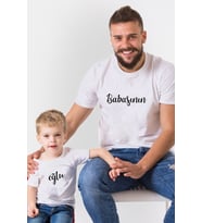 Babasının Oğlu Baskılı Baba Oğul Beyaz Tişört Kombin