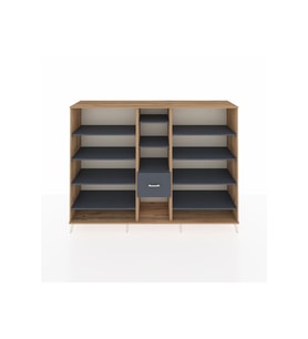 Hyperion Dolap 11 Raflı 3 Çekmeceli  220x44x163 Çam-Antrasit