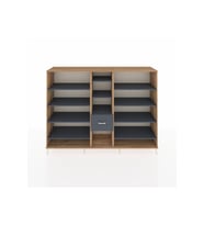 Hyperion Dolap 11 Raflı 3 Çekmeceli  220x44x163 Çam-Antrasit