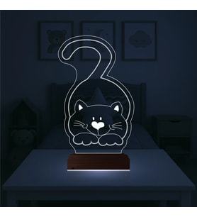 Luvivia Kedi Kedicik Çocuk Odası 3D Lamba - Masa Gece Lambası