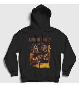 Presmono Unisex Siyah Western Film The Good The Bad And The Ugly Kapüşonlu Sweatshirt 252657tt