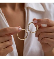 14K Altın Halka Küpe 2 mm 3.0 cm