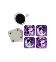 Ghostbastır Design Kuromi Dekoratif Ahşap Bardak Altlığı Seti 093