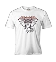 Elephant and Tattoo Beyaz Erkek Tshirt