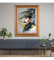 Altın Varaklı Paspartulu Çerçeveli Tablo rv564
