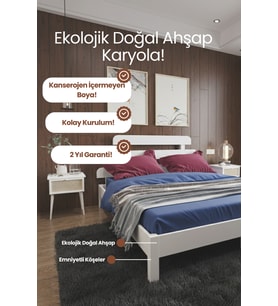 Lotus X Model Masif Ahşap Karyola Kolay Kurulum Fırınlanmış İthal Sibirya Çamı 140x190 Yatak Uyumlu