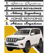 Ad Soyad Araç Sticker-İsim Soyisim Araba Yazısı-Araç Sticker-Ön Cam Araba Yazısı-Motosiklet Sticker (Parlak Beyaz)