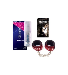 Durex Intense Kadın Uyarıcılı Jel + Kırmızı Deri El Kelepçesi + Hediye