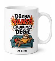 Rahat İnsanlara Dünya Yansa Umurumda Değil Tembellik Kupası Hediye Bardak