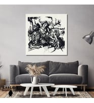 Kare Kanvas Tablo Ünlü Eserler Franz Marc-Lion Hunt For Delacroix (1913)