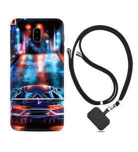 Samsung J6 Plus J7 Prime J7 Pro M20 Kılıf Boyun Askılı Silikon Neon Cars 1724