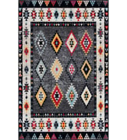 Eliana Home Baskılı, Yıkanabilir Kaymaz Taban Salon Halısı LNA0514 100x150 cm (Siyah)