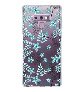 Samsung Galaxy Note 9 Kapak Floral Su Yeşili Tasarımlı Şeffaf Silikon Kılıf