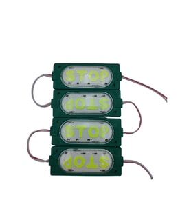 12 Volt Stop Yazılı Yeşil Işık 90x35 mm Çakar Modül 5 Adet