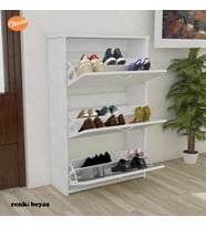 Modilayn Duser Kapaklı Ayakkabılık Dolabı 3 Kapaklı Ayakkabı Dolabı (Beyaz)