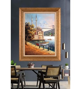 Altın Varaklı  Çerçeveli Paspartulu Tablo ndd628 (Gold)