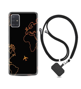 Samsung a71 A72 A73 A7 A9 2018 C7 C9 Kılıf Boyun Askılı Silikon Harita ve Uçak 1777
