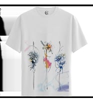 Abstract Blooms - %100 Pamuklu Kadın Beyaz Tişört - Premium Quality (Siyah - Beyaz)