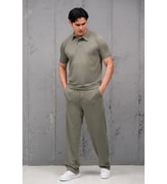 Regular Fit Likralı Kendinden Çizgili Yarım Baggy Pantolonlu T-shirt Takım