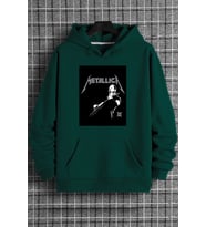 Unisex Metalica Baskılı Oversize Sweatshirt (Yeşil)