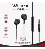 Winex İg955 Mikrofonlu Kablolu Kulaklık 3.5mm Siyah