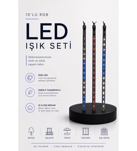 RGB LED Dış Ve İç Mekan Süsleme Işığı 10 Çubuklu Şerit