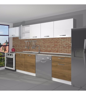 Decoraktiv Elite 280 MDF Hazır Mutfak Dolabı - Tezgah Dahil - Parlak Beyaz (Beyaz - Pera)