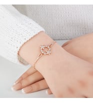 Beyaz Taşlı Unutma Beni Çiçeği Rose Bileklik-925 Ayar Gümüş