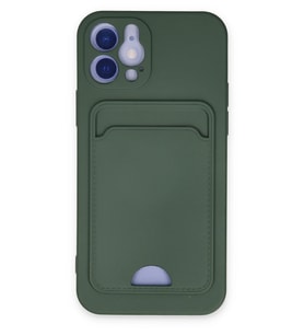 Iphone 12 Kılıf Kelvin Kartvizitli Silikon - Koyu Yeşil