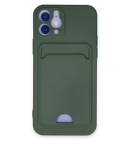 Iphone 12 Kılıf Kelvin Kartvizitli Silikon - Koyu Yeşil
