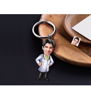 BK Gift Kişiye Özel Doktor Karikatürlü Ahşap Anahtarlık-3 Sevgiliye Hediye, Arkadaşa Hediye, Doğum Günü Hediyesi