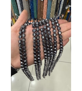 Hematit Taşı Rondela Kesim Parlak Füme 8x8mm Doğal Taş Dizi