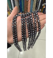 Hematit Taşı Rondela Kesim Parlak Füme 8x8mm Doğal Taş Dizi