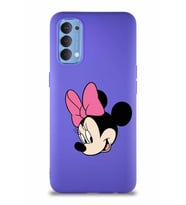Oppo Reno 4 Soft Premier Kapak Minnie Mouse-B Tasarımlı Silikon Kılıf - Mor (Şeffaf)