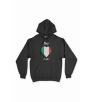 Napoli İtalya Bayraklı Kalpli Siyah Sweatshirt Hoodie