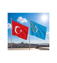 TRY Bayrağı ve Alpaka Kumaş Türk Bayrağı 2'li Set 100x150cm