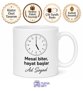 Mesai Bitimini Saniye Saniye Sayan Çalışan Kupa Bardak Ofis Hediye