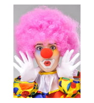 Mey İthalat® Pembe Renk Kıvırcık Afro Bonus Peruk Takma Saç ve Kırmızı Burun Seti