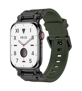 Apple Watch 42mm Uyumlu Zore KRD-101 Titanyum Metal Başlıklı Silikon Kordon