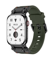 Apple Watch 42mm Uyumlu Zore KRD-101 Titanyum Metal Başlıklı Silikon Kordon