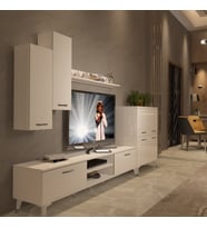 Decoraktiv Eko 6 Mdf Dvd Silver Tv Ünitesi Tv Sehpası - Parlak Beyaz