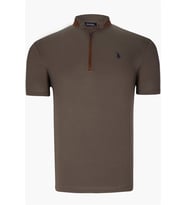 T8571 DEWBERRY FERMUARLI ERKEK T-SHIRT-KOYU HAKİ