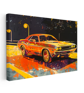 Kanvas Tablo Dodge Challenger Pop Art İllüstrasyon Dodge Tablosu Ev Ofis Duvar Dekoru
