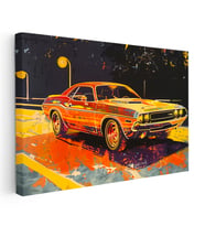 Kanvas Tablo Dodge Challenger Pop Art İllüstrasyon Dodge Tablosu Ev Ofis Duvar Dekoru