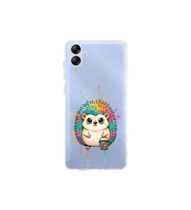 Samsung Galaxy A04e ile Uyumlu Splash Kirpi Tasarımlı Şeffaf Silikon Kılıf