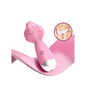 Çilek Başlıklı Mini Klitoral Masaj Vibratörü Pembe