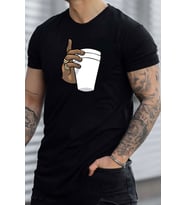 Unisex Tupac Coffee Baskılı T-shirt (Siyah)
