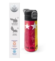 CORAL HIGH 31792 SARI KIRMIZI TARAFTAR DESENLİ PİPETLİ VE DİREKT İÇİM ÇELİK TERMOS 500ML